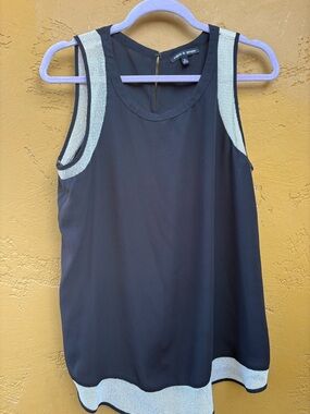 Cable & Gauge   Black Sleeveless Tank with Contrast Trim